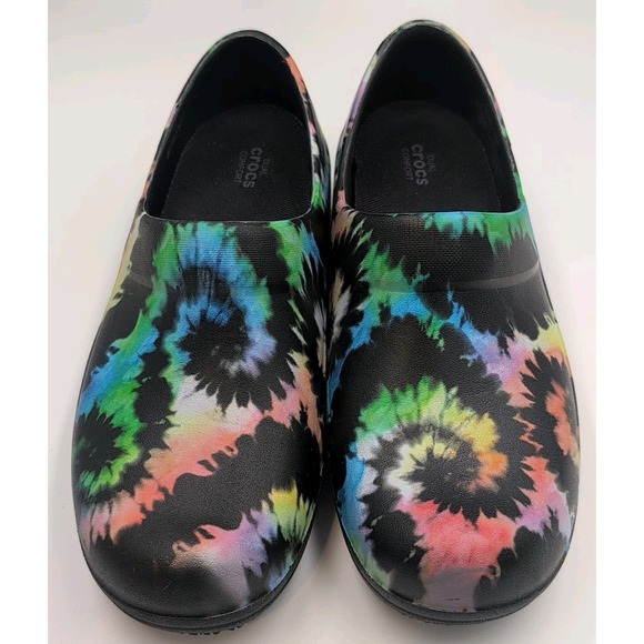 CROCS Shoes - Crocs Neria Pro II Graphic Work Clogs Slip Resistant Tie Dye Women's Sz 9 W NWOB